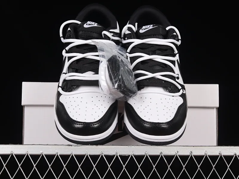 All Categories Nk SB Dunk Series Nk SB Dunk Low Low-top sneakers Nk Dunk Low "Black" Panda style Customized version of deconstructed shoelace graffiti low-top sneakers DD1391-100